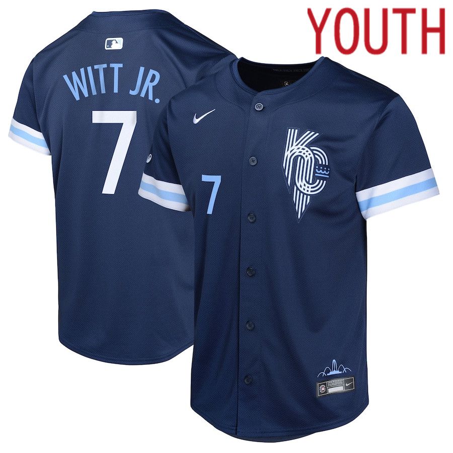Youth Kansas City Royals #7 Bobby Witt Jr. Nike Navy City Connect Limited Player MLB Jersey->customized mlb jersey->Custom Jersey